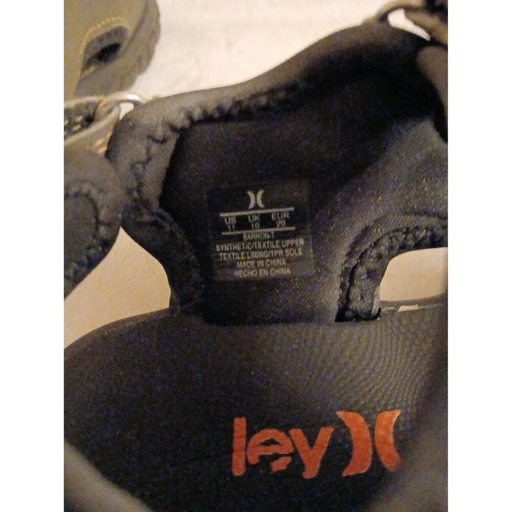 Hurley Sandals Boys Size 11 Olive Green & Orange